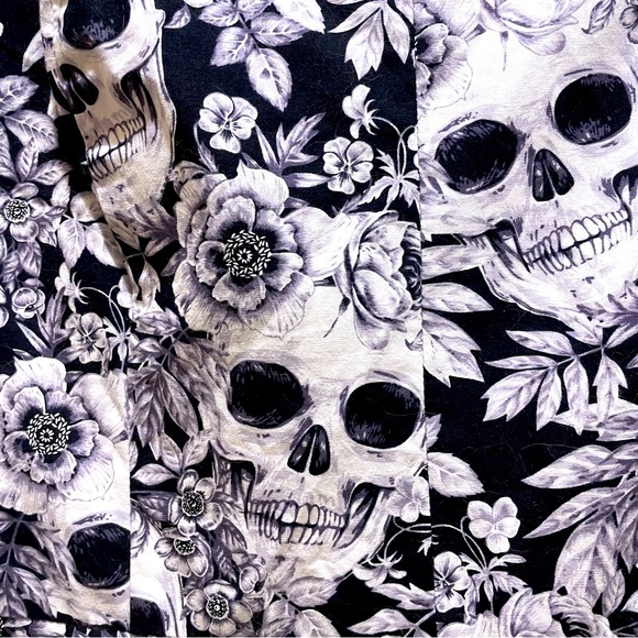 MAGNOLIA PARK Retro Fit & Flare Halloween Skull & Flowers Cotton Dress NWOT 3XL - Picture 5 of 9